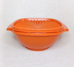Vintage Tupperware Servalier Naranja Cuenco Cosecha 838-15 con Tapa 839-4 Contenedor - Imagen 1 de 23