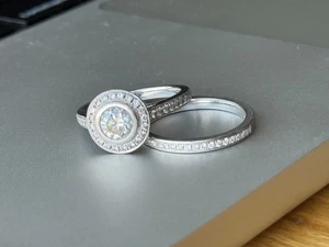 Platinum 0.70ct GIA VS2 Diamond Engagement & Wedding Ring Set – Size L 3/4 - Picture 1 of 11