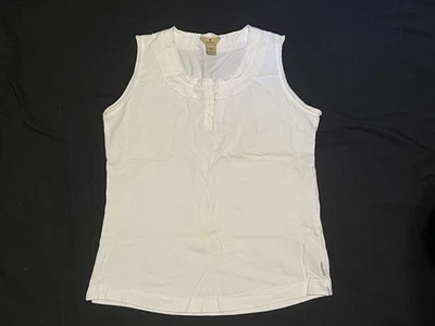 Camiseta sin mangas corta vintage Woolrich para mujer talla mediana marfil Foto 1 de 4