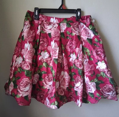 MY MICHELLE Magenta Pink Floral Pleated Skirt Women Size 13 - Image 1 of 4