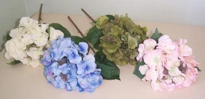 Artificial silk flowers and plants Hydrangea 43cm tall 13cm bloom 4 colours F59N - image 1 of 3