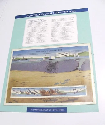 MNH 50TH ANNIVERSARY OF PEARL HARBOR SOUVENIR SHEET-SINKING OF THE USS ARIZONA - Image 1 of 4