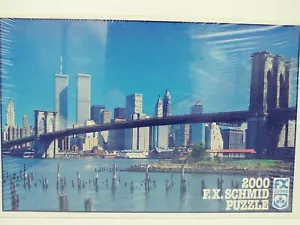 2000 F.X. Schmid Puzzle Vintage Manhattan Skyline Twin Towers World Trade German - Picture 1 of 9