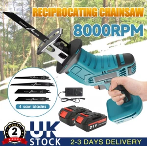 21V Cordless Reciprocating Saw + 2 Battery & Charger Recip Sabre Saw Kits UK - Picture 1 of 14