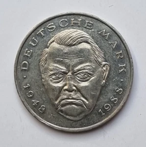 BRD 2 DM 1992 A, Ludwig Erhard, J445 Kursmünzen - Bild 1 von 2