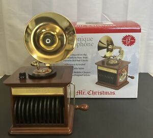 Mr Christmas Harmonique Gramophone Musical 12 Disc Record Player Original Box