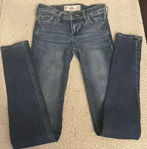 Pantalones de mezclilla Hollister ajustados de tiro bajo azules talla 00S W23 X 28L RN 75654 - Imagen 1 de 8