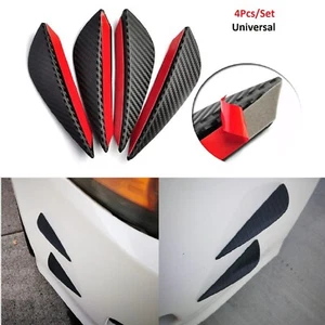 x 4 Carbon Fiber Pattern Spoiler Bumper Lip Fins Canards Splitters Chin Diffuser - Picture 1 of 9
