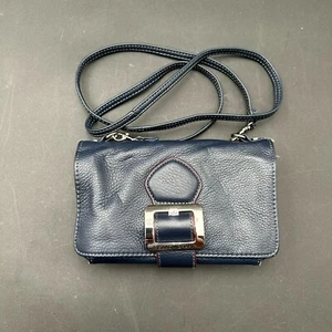 ISAAC MIZRAHI Wonen's Wallet Clutch Bag Pebbled Leather Dark Navy Blue - Picture 1 of 14