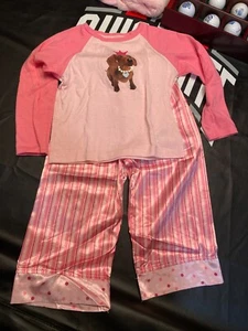 Girls Carters Pink with Dog Pajamas with Long Pants Size 4T - Picture 1 of 2