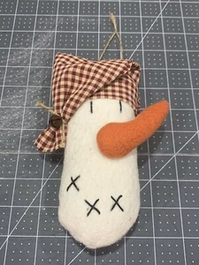 Handmade Primitive Fabric Cute Snowman in Sleep Cap Bowl Filler Ornament Decor   - Picture 1 of 1