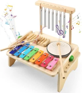 Kids Drum Set Baby Musical Instrument for Toddler Wooden Xylophone for Toddlers - Picture 1 of 7