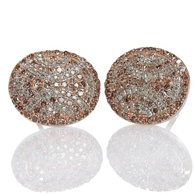 Pendientes de plata esterlina rosetón diamante blanco y champán rarezas 0,8 ctw Foto 1 de 4