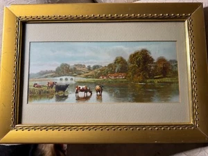 Frederick William Hayes (1848 - 1918) "Cattle By River" Mixed Media Painting - Picture 1 of 17