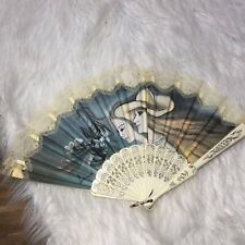 Gorgeous vintage foldable lace women print fan