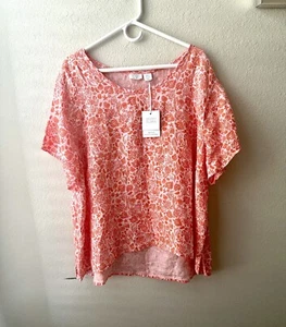 SIGRID OLSEN Women’s 100 % Linen Cap Sleeve Summer Top Size 3X Marine Beach - Picture 1 of 6