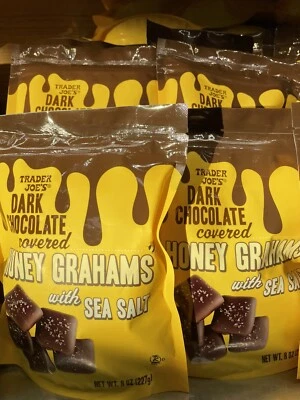 2 Packs Trader Joe's Dark Chocolate Covered Honey Grahams w/Sea Salt 8 oz Each - Image 1 of 3