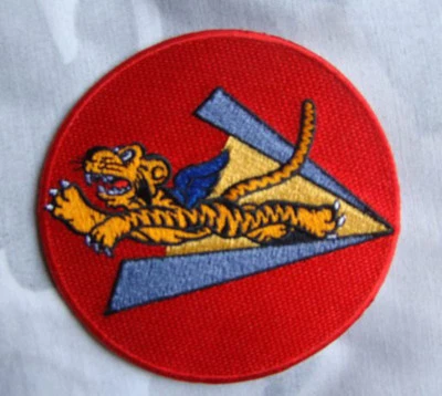 Military US AIR VETERANS JACKET PATCH FORCE FLYING TIGERS LEATHER ROUND PATCH - Image 1 of 2