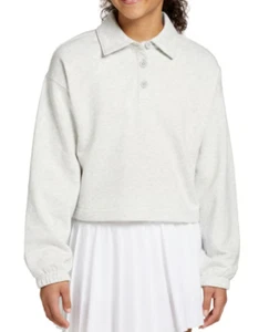 DSG Girls' Henley Fleece Sweatshirt, Light Heather Gray, XS(6-7) - Picture 1 of 1
