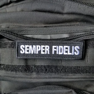 SEMPER FIDELIS TAB MILITRAY TACTICAL HOOK LOOP PATCH EMBROIDERED DARK - Picture 1 of 3