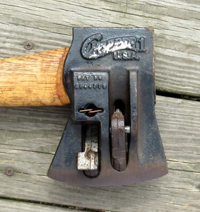 Vtg Chopper 1 Spring Loaded Axe Head w/ Original Handle - Picture 1 of 4