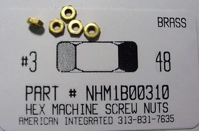 AMERICANINTEGRATEDSUPPLY.COM #3-48 Hex Machine Screw Nuts Solid Brass (100)