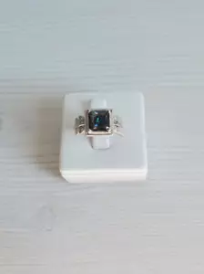 925 Sterlingsilber Blatt Krone Quadrat Kristall Edelstein Felsring 4,5 g Größe 6,75 - Bild 1 von 11