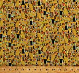 Cotton Bejeweled Golden Geo Abstract Square Metallic Fabric Print BTY D375.77 - Picture 1 of 1