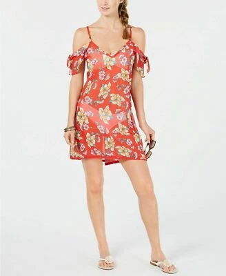 Miken Traje de Baño Hombro Frío Vestido de Encubrimiento Talla Grande Rojo Floral NUEVO Foto 1 de 4