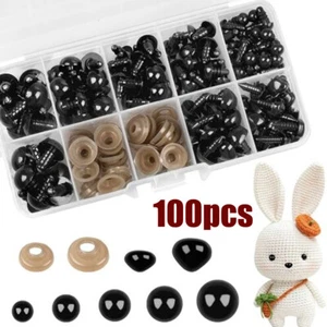 100Pcs Safety Eyes for Crochet Toys Doll Eyes and Noses Craft Teddy Bear Eyes UK - Picture 1 of 12