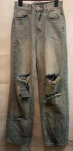 Pretty Little Thing Acid Wash Ripped Boyfriend Jeans Size 4 - Picture 1 of 6