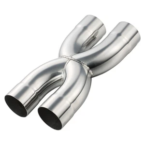 Universal Dual Crossover X Pipe Exhaust Tip 12" Length Stainless Steel - Foto 1 di 16