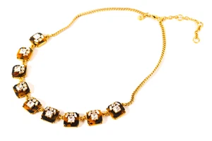 Collana J Crew strass su finta tartaruga acrilico dichiarazione collana BELLA! - Foto 1 di 9