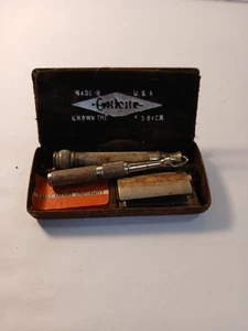 Antiker Gillette Rasierer Silber im Original Etui weltweit bekannt - Bild 1 von 13