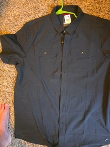 Gerry Dark Gray Woven Camp Shirt Men’s XL Short Sleeve UV Protection Stretch - Foto 1 di 6