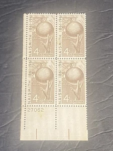 SCOTT 1189 NAISMITH 1861-1961 BASKETBALL 4 cent BLOCK OF 4 POSTAGE STAMPS  MNH - Picture 1 of 3