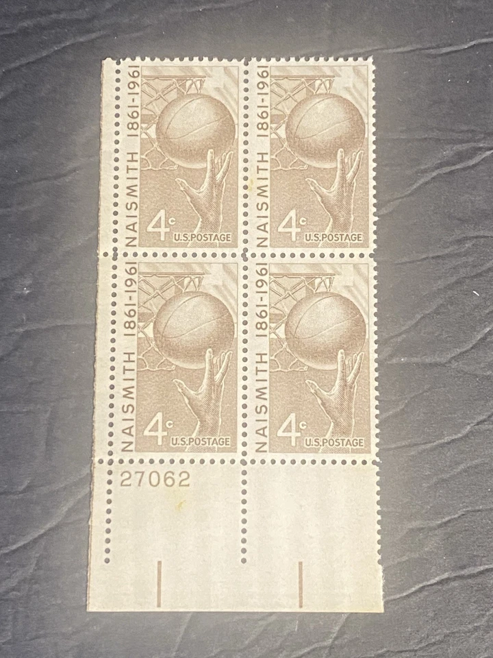 SCOTT 1189 NAISMITH 1861-1961 BASKETBALL 4 cent BLOCK OF 4 POSTAGE STAMPS  MNH - Image 1 of 3