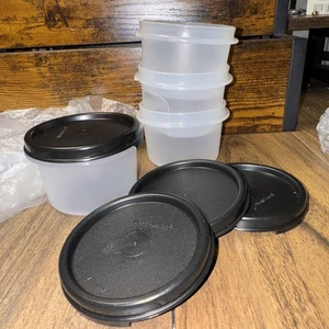 Tupperware Modular Mates rund #1 Behälter Set/4 runde Dichtung 200ml schwarz #1605 - Bild 1 von 7