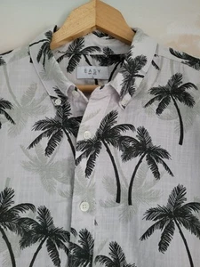 Men's holiday shirt Large - Palm trees 100% pure cotton button down Summer - Picture 1 of 9