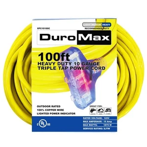 100 Fuß 10 Stärke Tragbarer Generator Dreifacher Wasserhahn Verlängerung Netzkabel - Bild 1 von 3