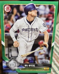 2018 Bowman Green Parallel Baseballkarte von Wil Myers #27 (NM) SN: 33/99 - Bild 1 von 3