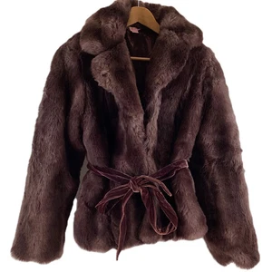 Monsoon Purple Faux Fur Velvet Tie Fluffy Winter Jacket UK 18 - Picture 1 of 6