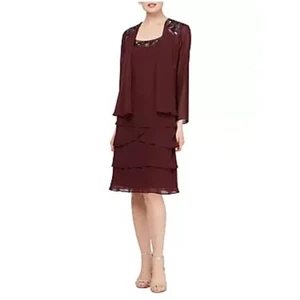 Neu mit Etikett SLNY/SL Mode Lagenlook Pailletten Cocktailkleid & Jacke-Größe 16P - Bild 1 von 8