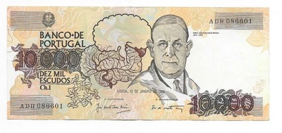 Portugal 10000 Escudos 1989 VF P185 Foto 1 de 2