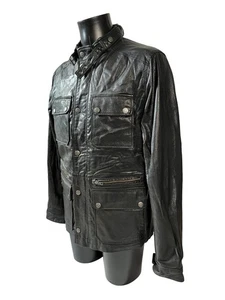 Fenland Leather Jacket Men's Size Large Black Utility Country Wear Biker City - Picture 1 of 15