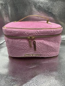 Adorable Pink JUICY COUTURE travel Makeup Bag W Bottle NWT Gold Accents - Picture 1 of 9