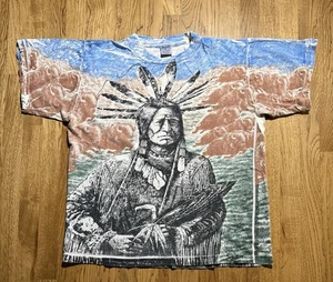 Vintage Native American All Over Print T Shirt Men’s XL Multicolor AOP 90’s - Picture 1 of 8