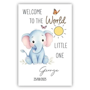 Personalised New Baby Boy Card. Welcome to the World. Any name New Baby card - Picture 1 of 1