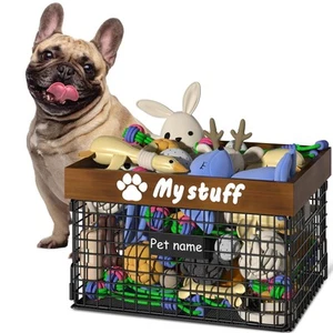 Dog Toy Bin Toy Basket Metal Storage Box with Handles Dog Organizer Chew-Proo... - Picture 1 of 7