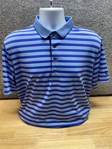 Greyson Poloshirt Herren L blau gestreift Golf Performance Kurzarm LOGO - Bild 1 von 10